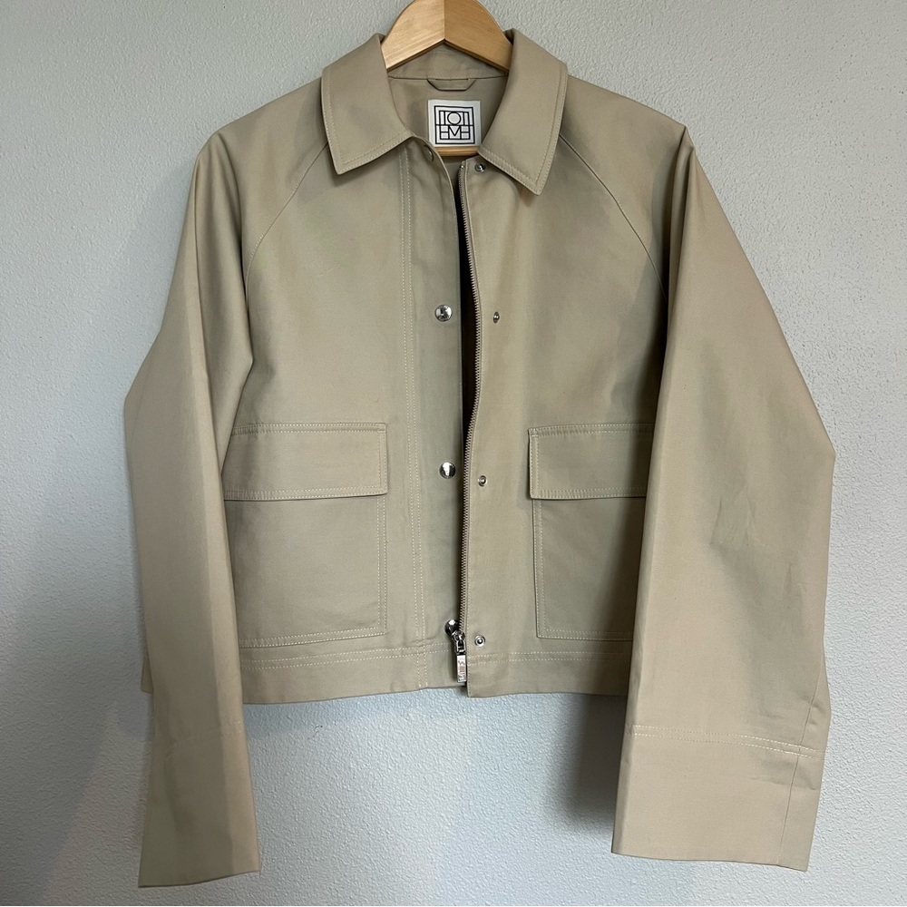 Totême Raglan-sleeve boxy-fit organic-cotton jacket size 36 - Picture 3 of 7